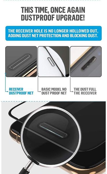 Захисне скло Blueo для iPhone 12/ 12 Pro - Receiver Dustproof Stealth (з захисною сіткою) 2.5 D 707591 фото