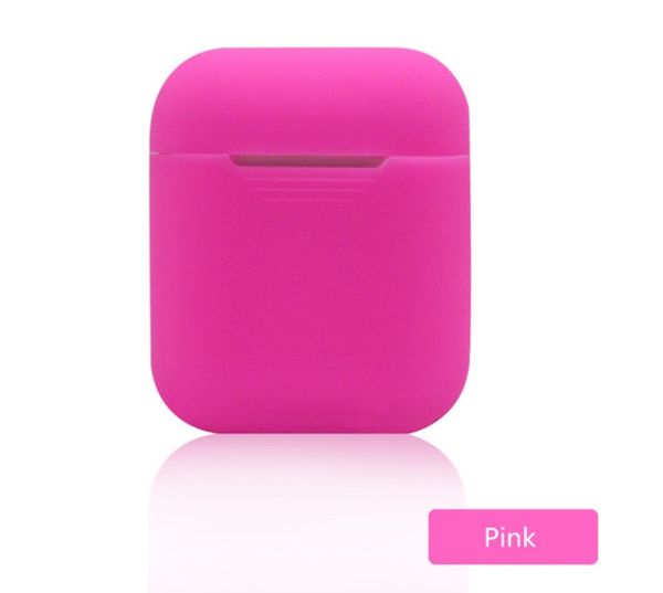 Чехол силиконовый для наушников Apple Airpods, силикон, разные цвета Розовый 961976153 фото