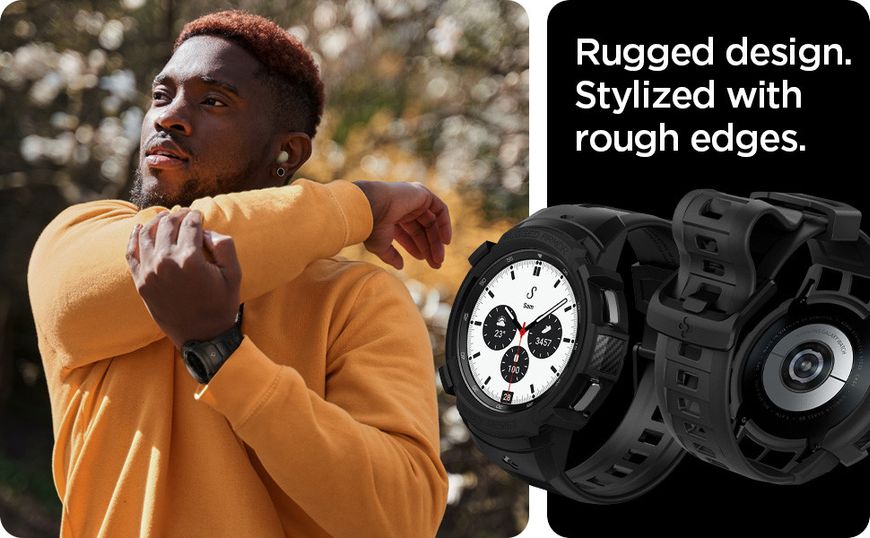 Чохол і ремінець Spigen для Galaxy Watch 4 Classic (42 mm) Rugged Armor Pro 2 in 1, Black (ACS03833) ACS03833 фото