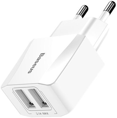 Сетевое ЗУ Baseus Mini Dual-USB Charger 2.1 A, White (CCALL-MN02) 268227 фото