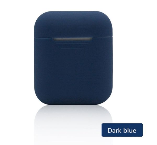 Чехол силиконовый для наушников Apple Airpods, силикон, разные цвета Темно-синий 961976154 фото