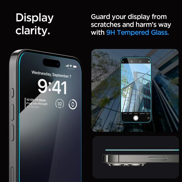 Захисне скло Spigen для iPhone 15 Pro - EZ FIT GLAS.tR (2 шт), Clear (AGL06892) AGL06892 фото
