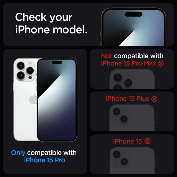 Захисне скло Spigen для iPhone 15 Pro - EZ FIT GLAS.tR (2 шт), Clear (AGL06892) AGL06892 фото