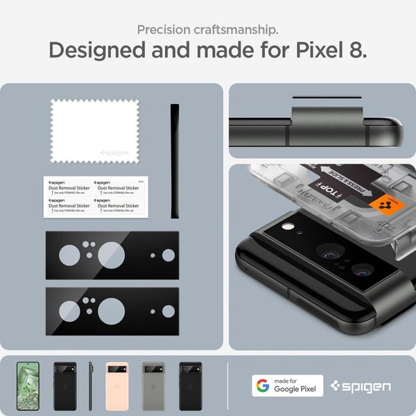 Захисне скло Spigen для камери Pixel 8 - EZ Fit Optik (2шт), Black (AGL06352) AGL06352 фото
