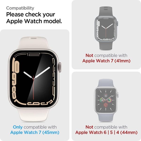 Гібридне скло для Apple Watch Series 7 (45 mm) Spigen, EZ FiT, Pro Flex (упаковка 2шт), (AFL04051) AFL04051 фото