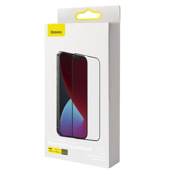 Защитное стекло Baseus для iPhone 12/12 Pro Full-screen and Full-glass (2шт), Black (SGAPIPH61P-KC01) 229099 фото