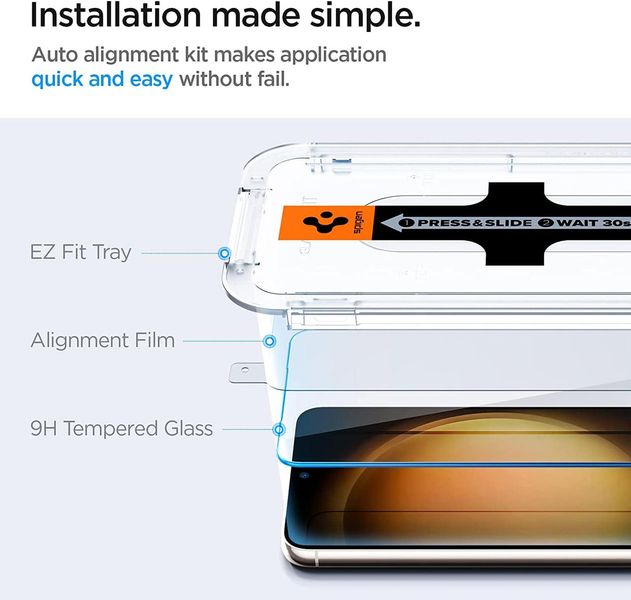 Захисне скло Spigen для Samsung Galaxy S23 - EZ Fit GLAS.tR (2 шт), (AGL05958) AGL05958 фото