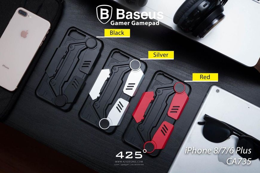 Чохол Baseus Gamer Case (with bracket) для iPhone 8 Plus/7 Plus, Black+Red (WIAPGM-B02) 270480 фото