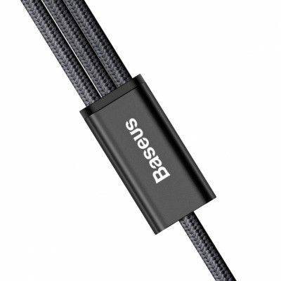 Кабель Baseus Rapid Series 3-in-1 Cable Micro+Dual Lightning 3A 1.2м, Black (CAMLL-SU01) 256408 фото