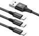 Кабель Baseus Rapid Series 3-in-1 Cable Micro+Dual Lightning 3A 1.2м, Black (CAMLL-SU01) 256408 фото 3
