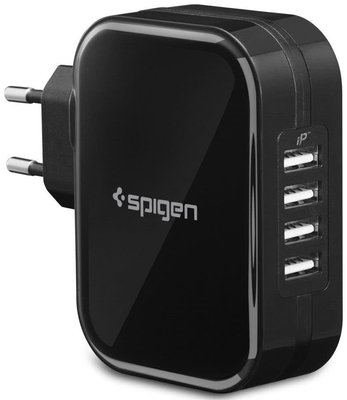 Мережевий блок Spigen Essential 4-Port USB Wall Charger F401, Black (000AD23962) 000AD23962 фото