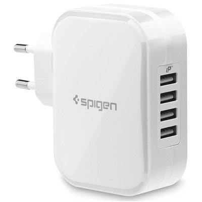 Мережевий блок Spigen Essential 4-Port USB Wall Charger F401, White (000AD23963) 000AD23963 фото