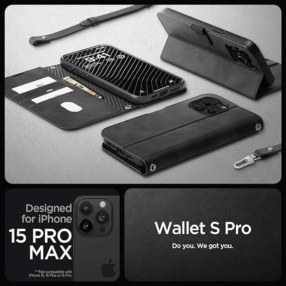 Чохол-книжка Spigen для iPhone 15 Pro Max - Wallet S Pro, Black (ACS06605) ACS06605 фото