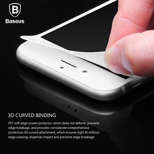 Захисне скло Baseus для iPhone SE 2020/7/8 Silk-screen Pet Soft 0.23 mm, Black (SGAPIPH8N-PE01) 265653 фото