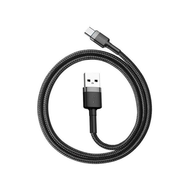 Кабель USB Baseus Cafule Type-C 3A 0.5m, Gray+Black (CATKLF-AG1) 278189 фото