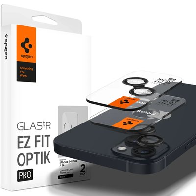 Защитное стекло Spigen для камеры iPhone 14 / 14 Plus - Optik Pro (2шт), Black (AGL05213) AGL05213 фото