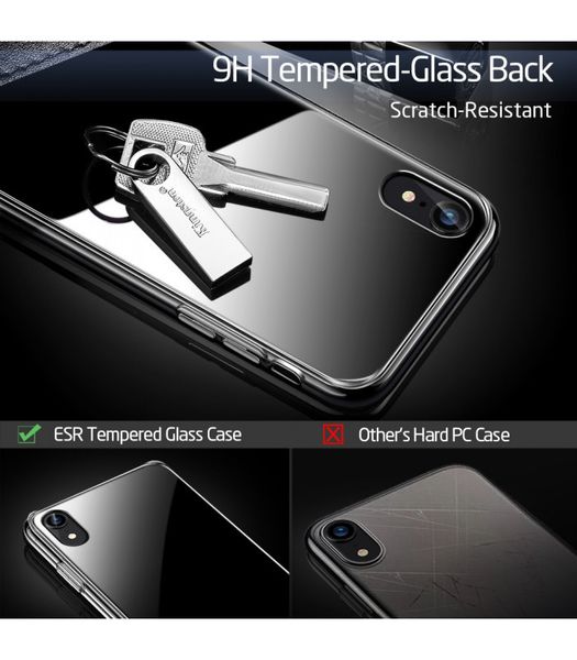 Чохол ESR для iPhone XR Mimic Tempered Glass (Без оригінальної упаковки), Black (4894240071267) 71267 фото
