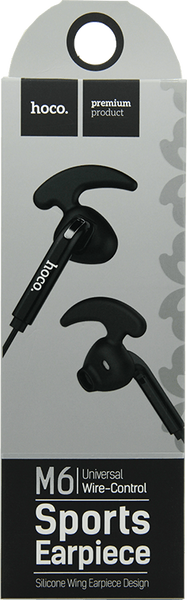 Навушники універсальні з мікрофоном HOCO M6 Sports Earpiece, Black 966424314 фото