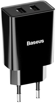 Сетевое ЗУ Baseus Mini Dual U Charger 10.5W, Black (CCFS-R01) CCFS-R01 фото