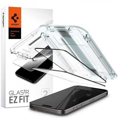 Защитное стекло Spigen для iPhone 15 Pro - EZ FIT GLAS.tR (2 шт), Black (AGL06893) AGL06893 фото