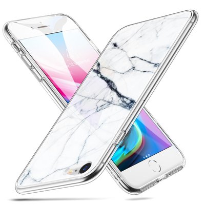Чехол ESR для iPhone SE 2022/ 2020/ 8/ 7, Mimic Marble Tempered Glass, White Sierra (4894240064863) 64863 фото
