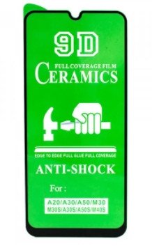 Защитная пленка Ceramics 9D Full Glue для Samsung A30/A50/M30, Black 1247849420 фото
