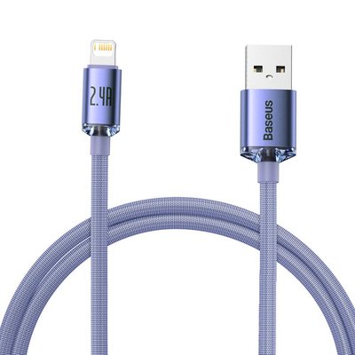 Кабель Baseus Crystal Shine Series Fast Charging Data Cable USB to iP 2.4A 1.2m, Purple (CAJY000005) 602703 фото
