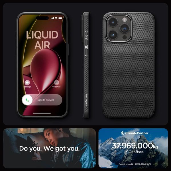 Чехол Spigen для iPhone 15 Pro Max - Liquid Air, Matte Black (ACS06562) ACS06562 фото