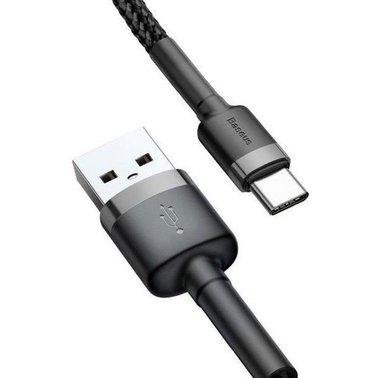 Кабель USB Baseus Cafule Type-C 3A 1m, Black+Gray (CATKLF-BG1) 278202 фото