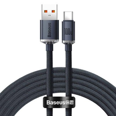 Кабель Baseus Crystal Shine Series Fast Charging Data Cable USB to Type-C 100W 1.2m, Black (CAJY000401) CAJY000401 фото
