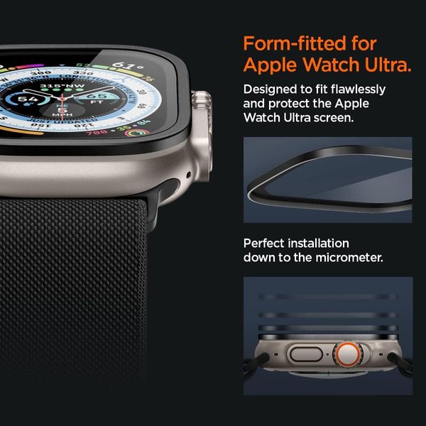 Захисне скло Spigen для Apple Watch Ultra (49mm) - Glas.tR Slim Pro (1шт), Black (AGL06163) AGL06163 фото