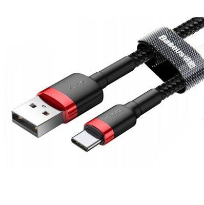 Кабель USB Baseus Cafule Type-C 3A 2m, Red+Black (CATKLF-C91) 278240 фото