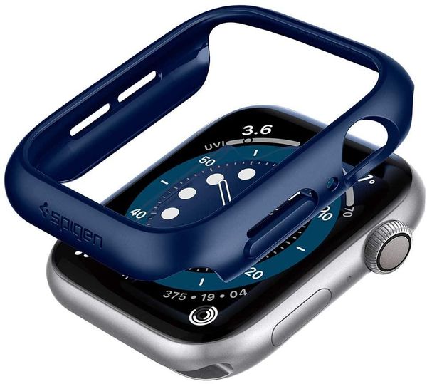Чехол Spigen для Apple Watch SE / 6 / 5 / 4 (44mm) - Thin Fit, Metallic Blue (ACS02223) ACS02223 фото