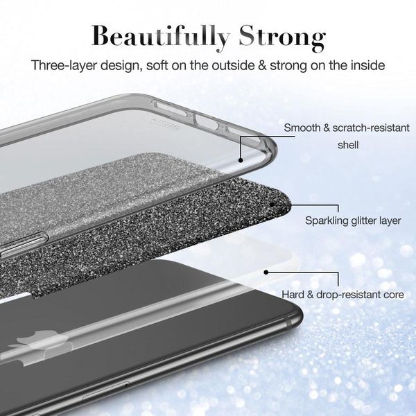 Чехол ESR для iPhone SE 2022/ 2020/ 8/ 7 - Makeup Glitter, Black (3C01194870501) 103418 фото