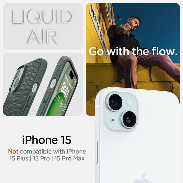 Чохол Spigen для iPhone 15 - Liquid Air, Abyss Green (ACS06792) ACS06792 фото