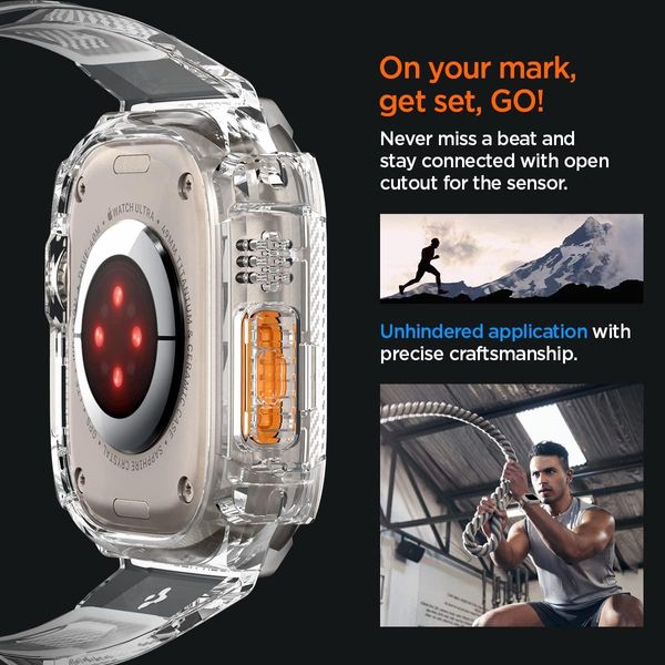 Чехол и ремешок Spigen для Apple Watch Ultra (49 mm) - Rugged Armor Pro 2 in 1, Crystal Clear (ACS05461) ACS05461 фото