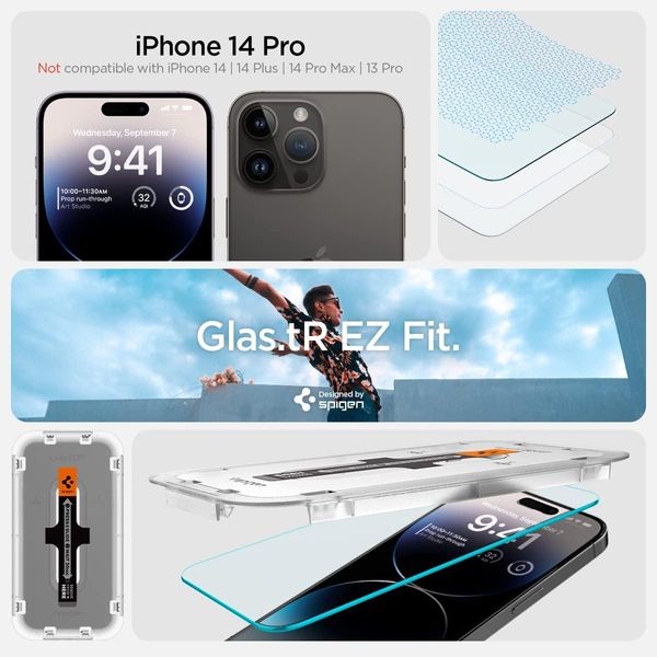 Защитное стекло Spigen для iPhone 14 Pro - EZ FIT GLAS.tR (2 шт), Clear (AGL05214) AGL05214 фото