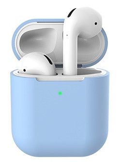 Чохол силіконовий для навушників Apple Airpods із заглушкою, силікон, різні кольори Блакитний 1112562758 фото