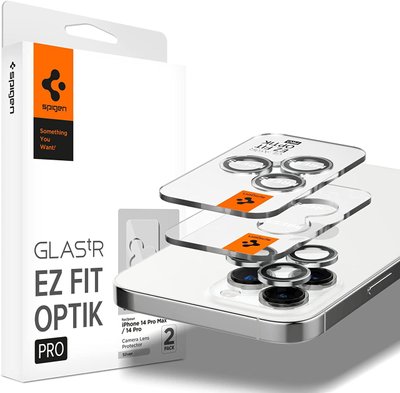 Защитное стекло Spigen для камеры iPhone 14 Pro / 14 Pro Max - EZ Fit Optik Pro (2шт), Silver (AGL05599) AGL05599 фото