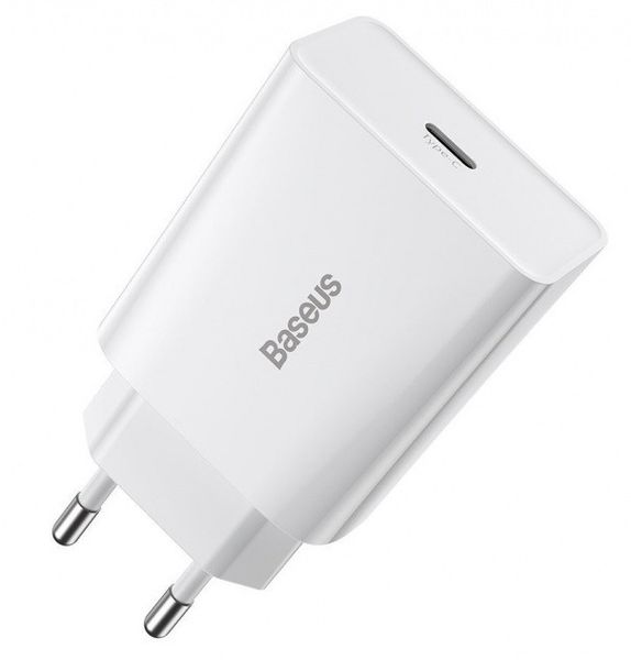 Мережевий зарядний пристрій Baseus Speed Mini Quick Charger Type-C 1C 20W EU, White (CCFS-SN02) 201705 фото