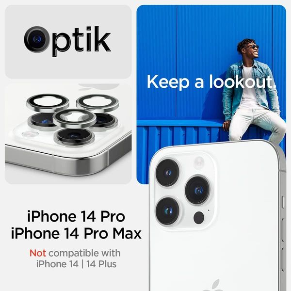 Захисне скло Spigen для камери iPhone 14 Pro/14 Pro Max - EZ Fit Optik Pro (2шт), Silver (AGL05599) AGL05599 фото