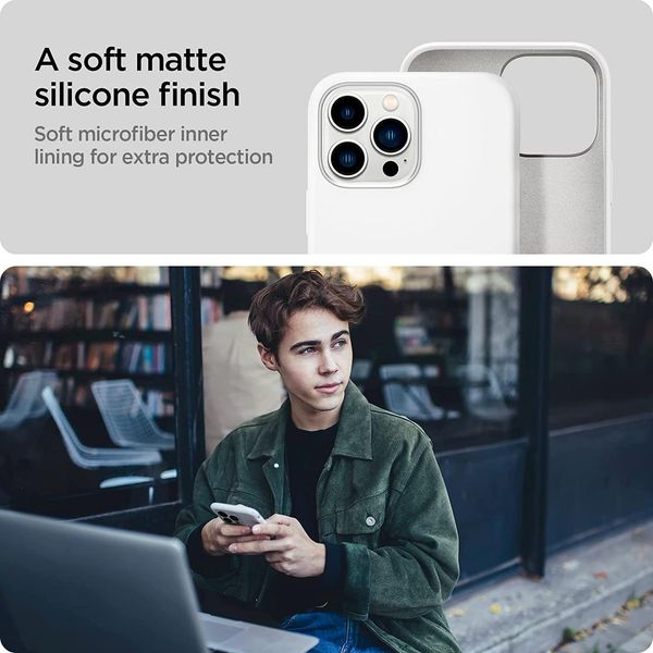 Чохол Spigen для iPhone 13 Pro Max — Silicone Fit, White (ACS03229) ACS03229 фото