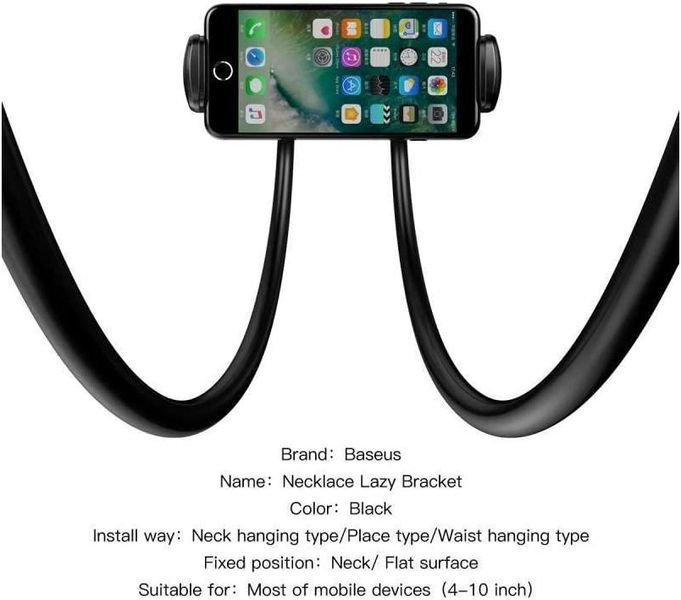 Тримач Baseus для смартфона Holder Necklace Lazy Bracket, Black (SUJG-LR01) 256606 фото