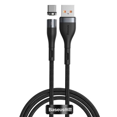 Кабель USB Baseus Zinc Magnetic Safe Fast Charging USB to Type-C 3A 1m, Grey-black (CATXC-MG1) 229709 фото