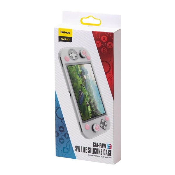 Чохол Baseus для ігрової консолі Nintendo Switch Lite — GS06L Silicone (with 2 key caps) White+Pink (WISWLT-24) WISWLT-24 фото