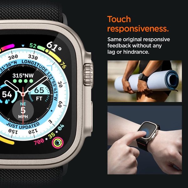 Захисне скло Spigen для Apple Watch Ultra (49mm) - Glas.tR Slim Pro (1шт), Titanium (AGL06161) AGL06161 фото
