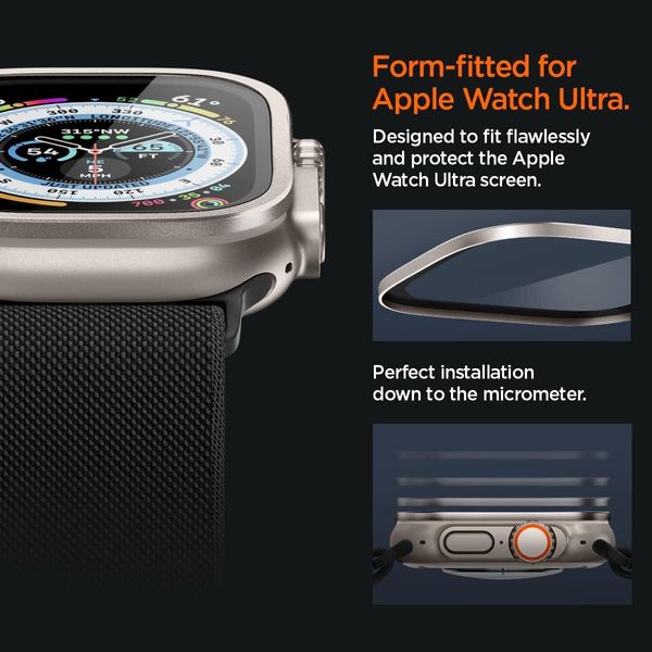 Захисне скло Spigen для Apple Watch Ultra (49mm) - Glas.tR Slim Pro (1шт), Titanium (AGL06161) AGL06161 фото