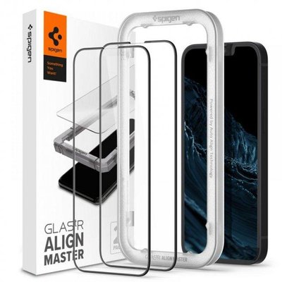 Захисне скло Spigen для iPhone 14 / 13 / 13 Pro - Glas.tR AlignMaster (2 шт), Black (AGL03387) AGL03387 фото