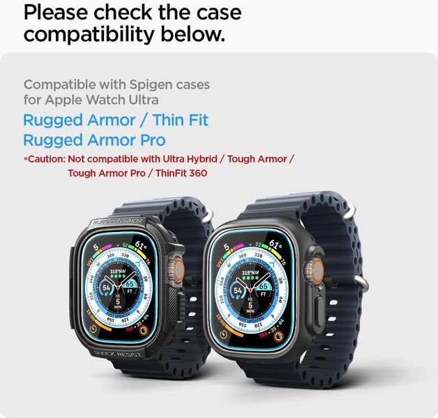 Захисне скло Spigen для Apple Watch Ultra 2/1 (49mm) EZ FiT GLAS.tR (2шт), (AGL05556) AGL05556 фото