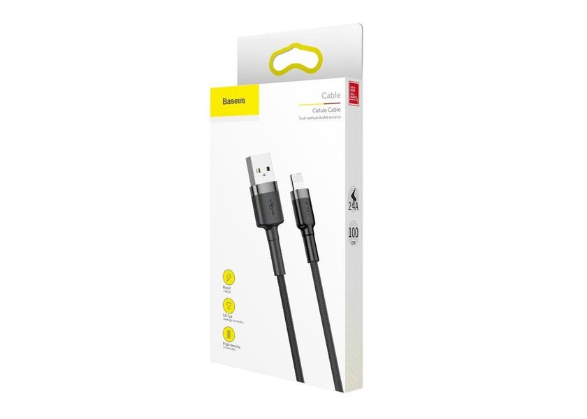 Кабель Baseus Cafule Cable USB Lightning 1м, Grey+Black (CALKLF-BG1) 274976 фото